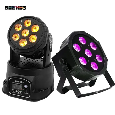 SHEHDS LED Par 7x12W/Moving Head Light Wash 7x12W RGBWA+UV DMX 12/16 Channels Stage Light For DJ Nightclub Party Dicso