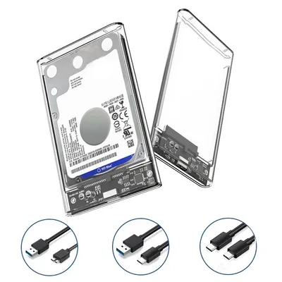 2.5 inch Hard Drive Enclosure USB 3.0/Type C to SATA III Clear External Hard Drive Case for 2.5 inch