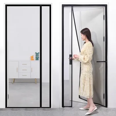 Magnetic Door Screen Custom Size Mosquito Net Curtain Fly Insect Automatic Closing Invisible Mesh