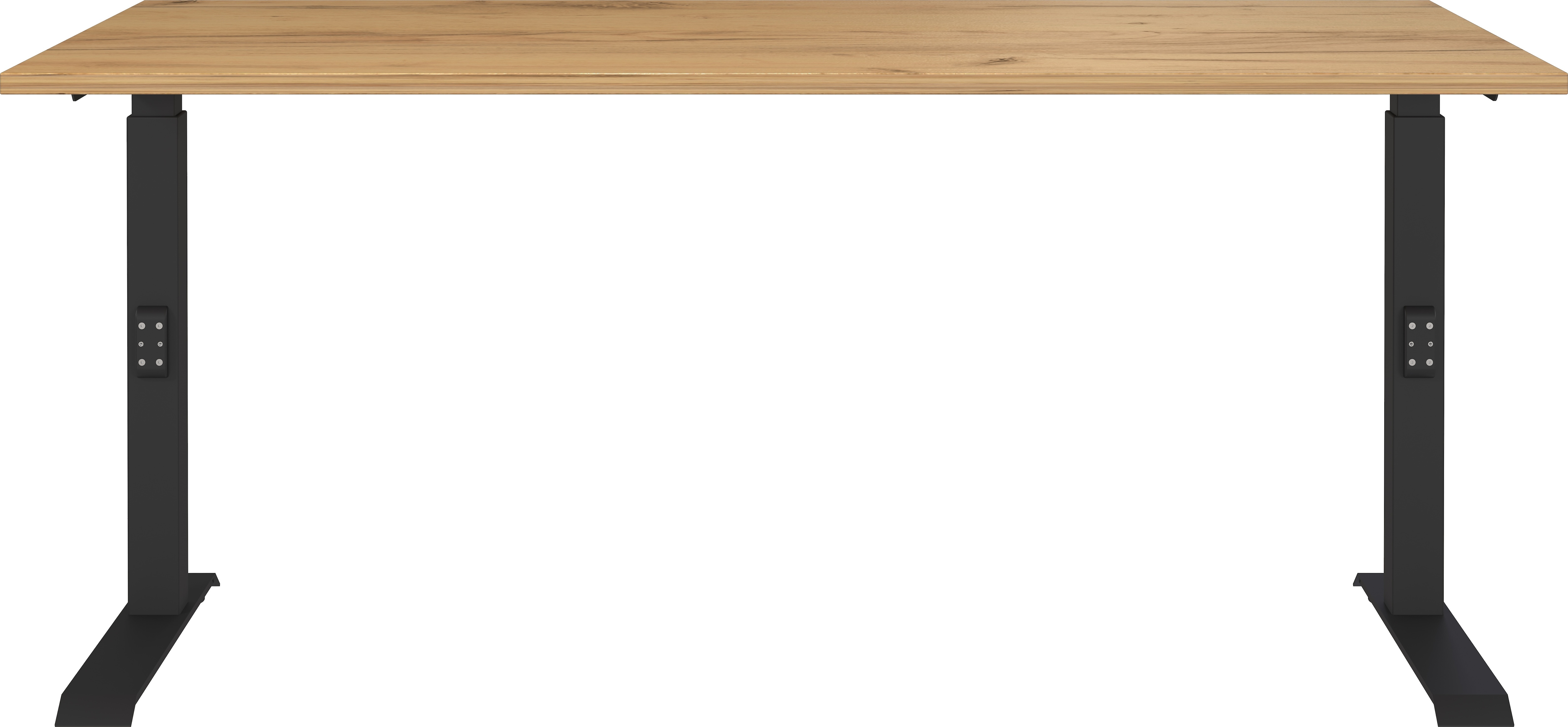 Schreibtisch GERMANIA "Downey", braun (navarra, eiche, nachbildung, schwarz, schwarz, navarra, eiche, nachbildung), B:160cm H:91cm T:80cm, Tische, Schreibtisch, höhenverstellbar von 68-91 cm, verfügbar in verschiedenen Breiten