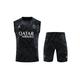 (S) 2023-2024 PSG Football Kit Sleeveless Training Shirt Suit Soccer Jersey Gray/Black