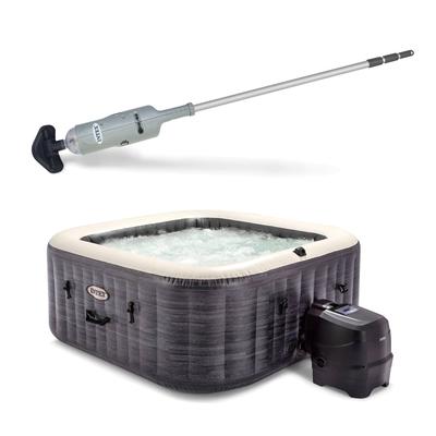 Intex Handheld Pool Vacuum w/PureSpa Plus 4 Person Inflatable Hot Tub, Greystone - 119.68