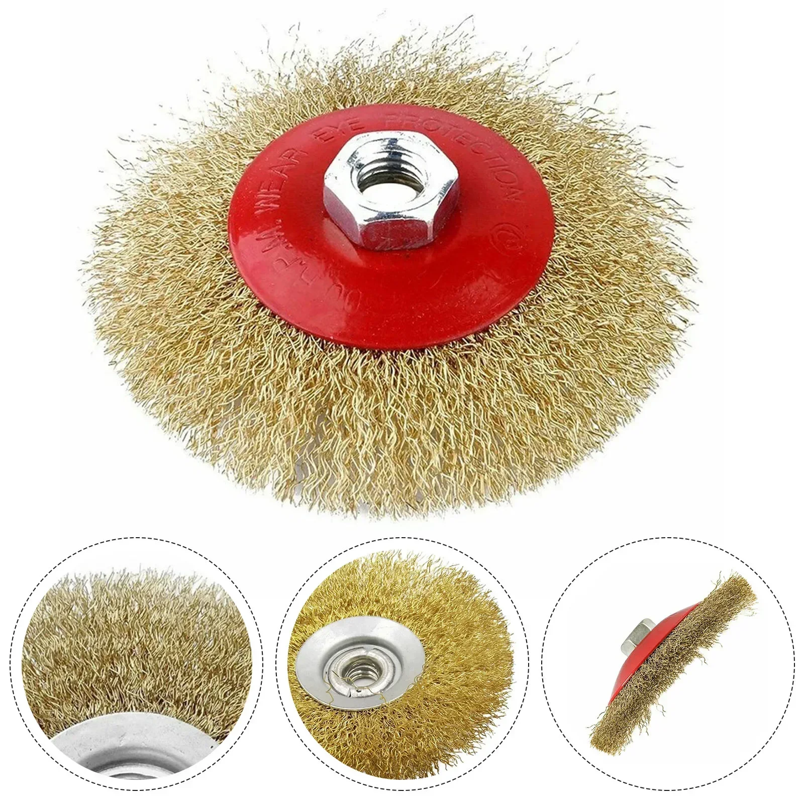 Draht Abschrägung Pinsel Rotary Stahl Kupfer-Überzogene Draht Bürste Räder M14 Gewinde Für Winkel Schleifer Rost Entfernung Reinigung Werkzeug Image
