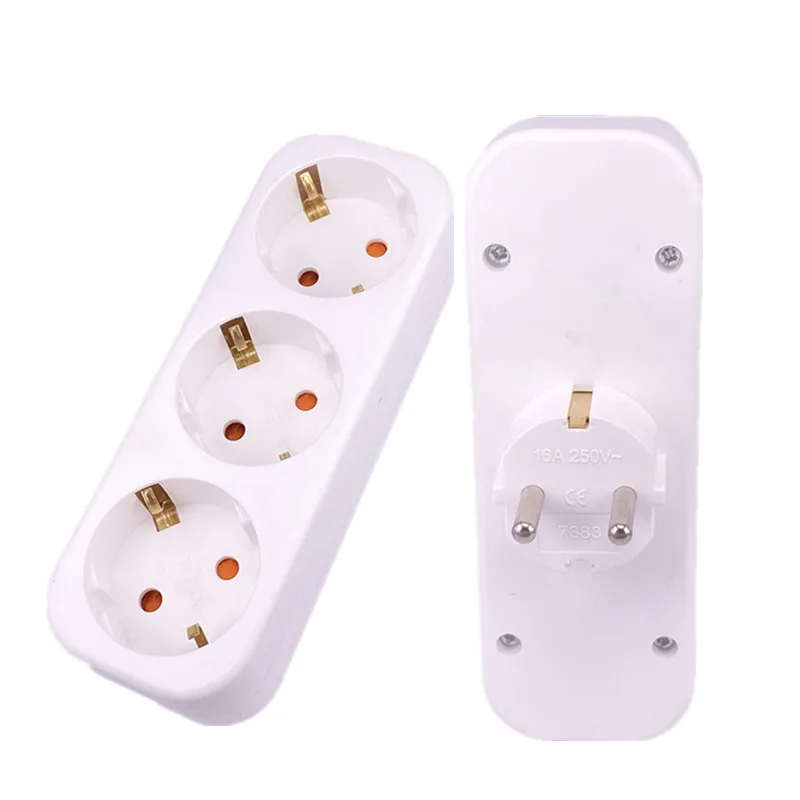 Europäischer Konvertierungsstecker 1 auf 2 1 bis 3 1 t 4-Wege-Steckdosenadapter EU-Standard-Netzteil-Buchse 16 A Reisestecker Erweiterte Steckdose Image