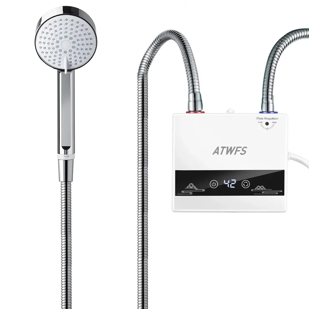 ATWFS Durchlauferhitzer, 220 V, 4600 W, tragbare elektrische Heizungen für Badezimmer, Warmwasser, Dusche und Heizung in der Küche zu Hause Image