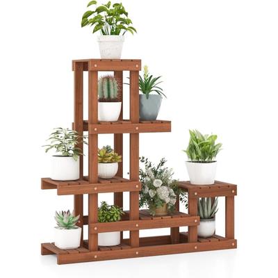 Pflanzenregal mit 6 Ebenen, Blumenregal Holz, Blumenständer, Blumentreppe, Pflanzentreppe, Image