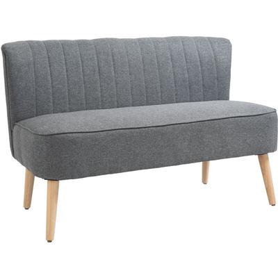 HOMCOM 2-Sitzer Stoffsofa Polstersofa Doppelsofa Sitzmöbel Loungesofa Holz Schaumstoff Hellgrau 117