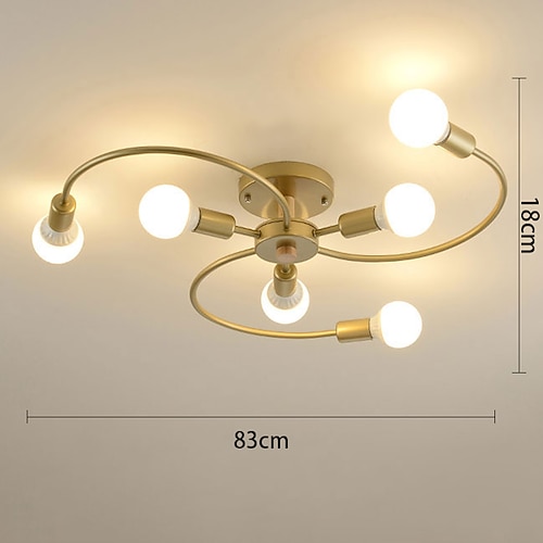 Deckenleuchter 70/83 cm 6-flammig/8-flammig Glühbirne nicht enthalten Metall-Sputnik-Kronleuchter moderner nordischer Stil Wohnzimmer Schlafzimmer 110-240 V Image
