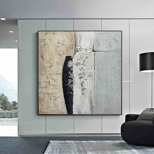 Ölgemälde handgemachte handbemalte Wandkunst abstrakte Kunst minimalistischer Stil Heimtextilien Dekor gestreckter Rahmen fertig zum Aufhängen Image