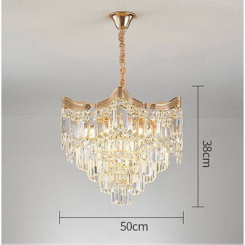 LED-Kronleuchter, 50/65 cm, 9/12-Kopf, ohne Glühbirne, galvanisiertes Finish, Kristallmetall, moderner zeitgenössischer Stil, Schlafzimmer, Esszimmer, Mini-Pendelleuchte, 110–240V Image