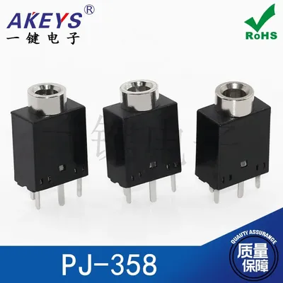 3.5mm Headphones Jack Audio Socket PJ-358 Copper Head Five/5 Feet Vertical Direct Plug Audio
