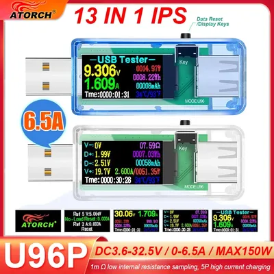 U96P 13 in 1 USB Tester Current Voltage Indicator Electric Ammeter Power Meter Charge DC Digital