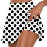 Brnmxoke Women s Summer Tennis Skorts Elastic Waisted Slim Fit Golf Athletic Skort Polka Dot Printed Yoga Skirt Shorts White XXL