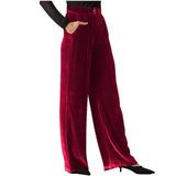 Women Summer Pants Youth Softball Pants 50% off Clearance Women s Temperament High-Waisted Straight Corduroy Draped Elegant Casual Pants Pants T63