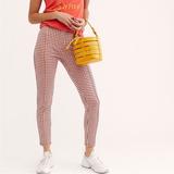 Free People Pants & Jumpsuits | Free People Red Carnaby Checkered Skinny Pants Sz 6 | Color: Red/White | Size: 6