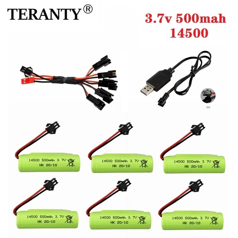 1S 3,7V 500mAh 14500 Lipo-Akku und Ladegerät-Set für DE35 DE38 Doppelseitiges RC-Tumbling-Stunt-Fernsteuerungsauto Image