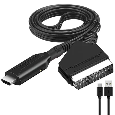 Scart Zu HDMI-kompatibel Audio Video Konverter Kabel 1M Adapter Konvertierung Kabel Für HDTV DVD STB Zubehör stecker und Spielen Image