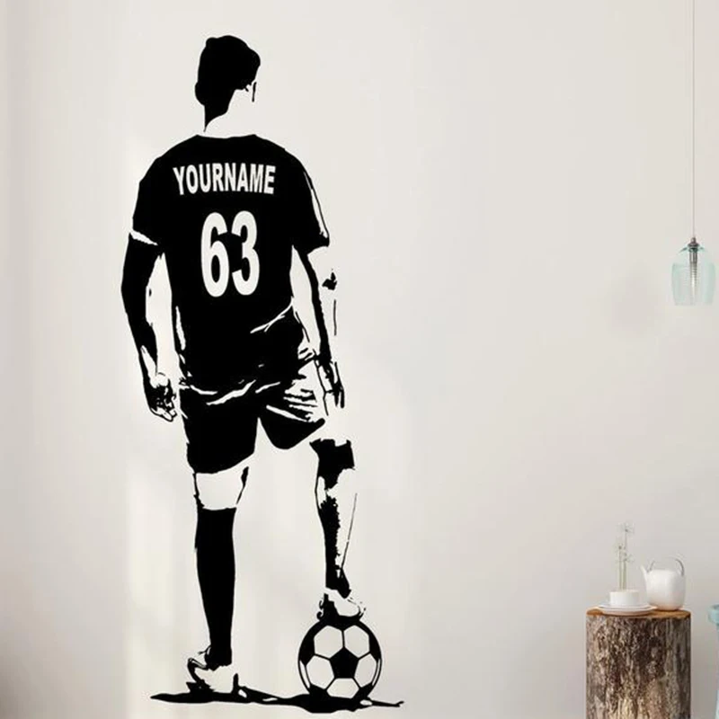 Fußball Wand Kunst-Name Fußball Aufkleber-Fußball fußball-player Wand decor-silhouette vinyl aufkleber-Wählen name Y1-004