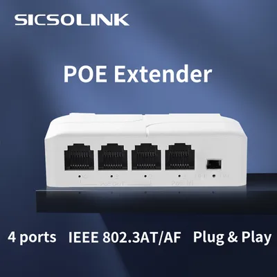 Prolongateur Poe à 4 ports pour commutateur POE répéteur de commutateur réseau Gigabit 100 m 1
