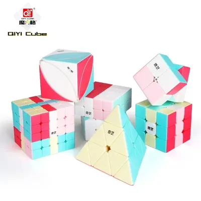 Qiyi Macaron Neon Farbe 2x2 3x3 Pyramide Ahornblatt Zauberwürfel Kinder Puzzle frühes Lernen Image