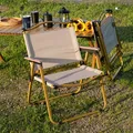 Chaise de pique-nique pliante en toile mobilier d'extérieur portable en bois chaise pliante de