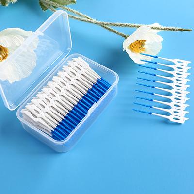 100pcs Interdental Silicone Brushes Dental Toothpicks Brush Between Teeth Silicone Toothpicks With Thread Oral Cleaning Tool