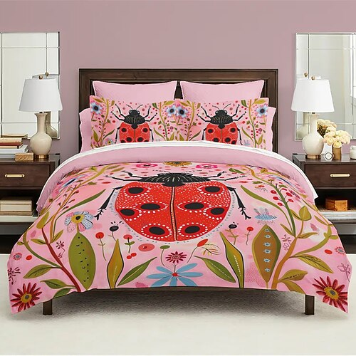 Waldmärchen Bettbezug Set Baumwolle tropische Pflanzen Muster Set weiches 3-teiliges Luxus Bettwäsche Set Wohndeko Geschenk Twin Full King Queen Size Bettbezug Image