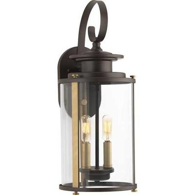 Progress Lighting 213252 - 2 Light Antique Bronze with Clear Curved Glass Squire Wall Light Fixture (TWO-LIGHT MEDIUM WALL LANTERN (P560037-020))