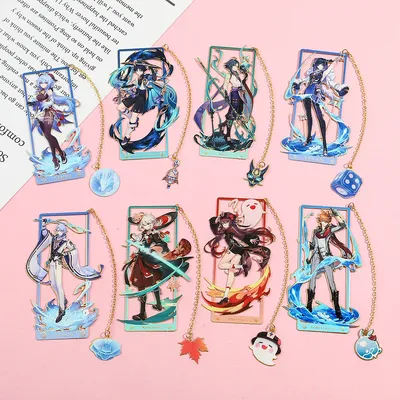 New Genshin Impact Character Series Anime Book Mark Metal Bookmark Gift for Book lover Fan Friend