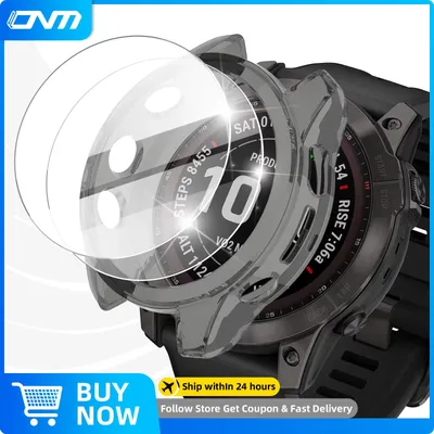 Glass+Case for Garmin Fenix 8 7X 6X Pro 7 6 7S 6S 5 5S Solar AMOLED Screen Protector Tempered
