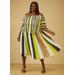 Plus Size Pleated Striped Midi Skirt