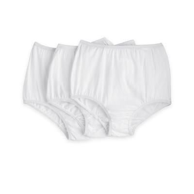 Appleseeds Women's 3-Pack Cotton Panties - White - 12 - Misses