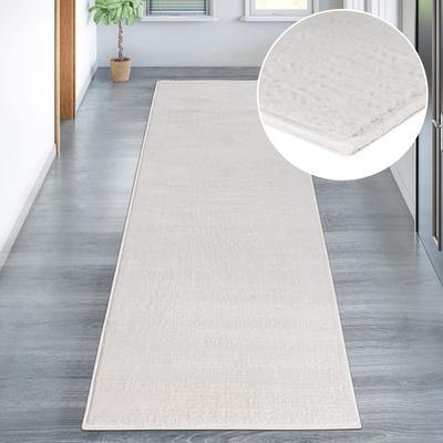 Läufer MY HOME "Ariano" Gr. 18, beige (cream), B:80cm H:12mm L:300cm, Kunstfaser, Teppiche, dezenter Glanz, Hoch-Tief-Struktur, Schrumpf Carving-Effekt Image