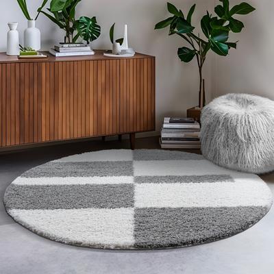 Hochflor-Teppich SANAT "Milano 1254", grau (hellgrau), H:30mm Ø:150cm, Kunstfaser, Teppiche, Hochflor, Wohnzimmer, Schlafzimmer, fußbodenheizungsgeeignet Image