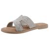 Pantolette TAMARIS, Damen, Gr. 39, silber (silberfarben), Leder, elegant, Schuhe, Blockabsatz, Festtagsschuh, Sommerschuh in funkelnder Optik