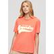 Print-Shirt SUPERDRY "RETRO FLOCK RELAXED T SHIRT" Gr. XL, rot (neon red) Damen Shirts Jersey
