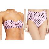 Kate Spade Swim | Kate Spade Pink Lia Polka Dot Bandeau High Waist Bikini Set | Color: Pink/Purple | Size: M