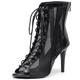 Women's Professional Dance Stiletto High Heel Sandal Boots Sexy Comfortable Mesh Peep-toe High Top Lace-up Mid Calf Boots Ballroom Dance Modern Jazz Latin Shoes With Zipper ( Color : Black , Size : 7