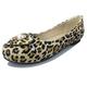 Gicoiz Office Flats Womens Work Comfy Round Toe Dolly Shoes Closed Toe Loafers Work Lovely Ballet Casual Girls Shoes Leopard-Yellow Size 13.5-54