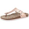 Zehentrenner TOM TAILOR "Greta", Damen, Gr. 37, rosa (rosegold), Lederimitat, metallic, casual, Schuhe Zehentrenner, Sommerschuh, Dianette, Schlappen mit T-Logo-Niete