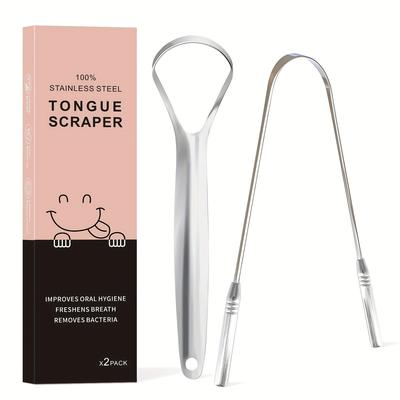 2pcs Stainless Steel Metal Tongue Cleaner, Teeth Care Cleaning Tools, Dental Tools, Tongue Scraper