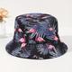 1pc Wildly Popular Flamingo Print Double-sided Bucket Hat Foldable Sun Protection Hat Trendy Basin Hat