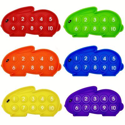 6pcs Easter Bunny Ten Frame Math Pop Fidget Toys - Fun & Educational Sensory Toys For Kids!