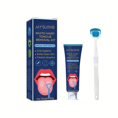 Oral Hygiene Brush & Tongue Cleansing Gel, Tongue Cleaning Gel Set, Tongue Coating Cleaning Set