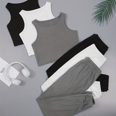 TEMU Women' Color Vest + Shorts Pajama Set Sets Image