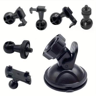 Suction Cup Mount Including 1pc Suction Cup Holder And 6pcs 360 Ball Rotating Joints Compatible For Vehicle Dash Cameras, Dvr Camera, Automobile Gps