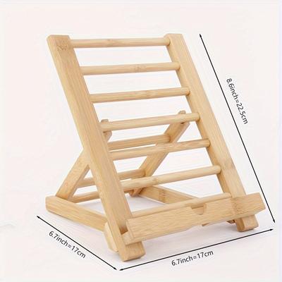 Bamboo Tablet Mobile Phone Desktop Book Stand, Hou...