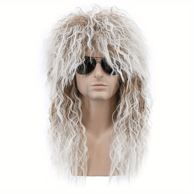 Men's Dress Up Long Curly Hair Wigs, Costume Wigs For Parties Birthday Holidays Halloween