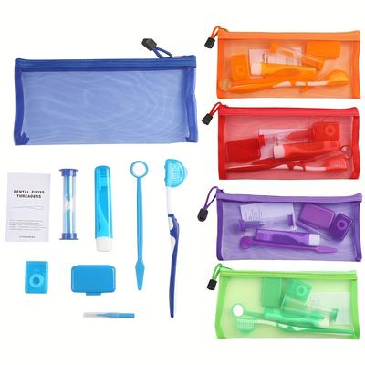 Portable Orthodontic Oral Care Kit For Braces, Interdental Brush, Dental Wax, Dental Floss, Toothbrush Cleaning Kit