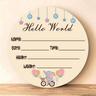 1pc Wooden Birth Announcement Plaque Hello World, For Handprints And Footprints, Indoor Decorations, For Shower Souvenirs, Photo Props